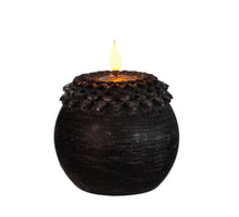 LED-Wachskerze Blüte Perle Ø9 H.12 cm schwarz mit Timer