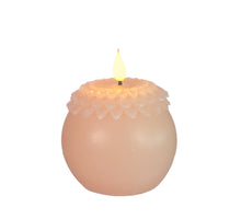 LED-Wachskerze Blüte Perle Ø9 H.12 cm weiß-rosa mit Timer