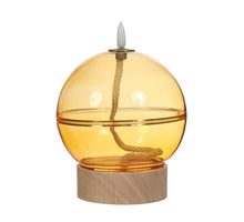 Led olielamp glas h16,5 Ø12 cm oker met timer