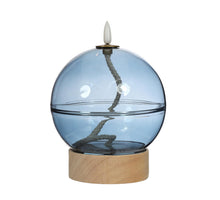 Led olielamp glas h16,5 Ø12 cm donkerblauw met timer