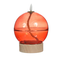 Led olielamp glas h16,5 Ø12 cm mahonie met timer