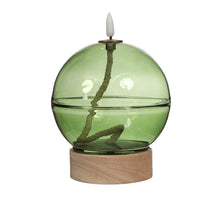 Led olielamp glas h16,5 Ø12 cm donkergroen met timer