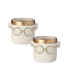 Pot Harry cement met bril 2 assortie 12,5x10x10cm ecru-goud