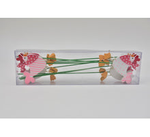 Houten Kip Op Stok Roze 7x6cm - 8 Stuks