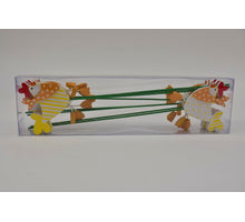 Houten Kip Op Stok Geel 7x6cm - 8 Stuks