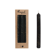Verzierte Marmorkerzen Ø2,2 H.20 cm schwarz 3er-Set