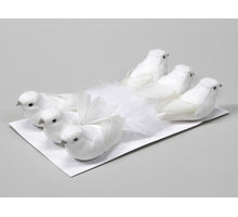 w/b. 6 birds/wire white 15 cm