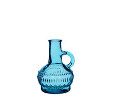 Kleine Glasflasche H.10 Ø6 cm ozeanblau