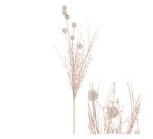 Stiel Pompon Baum Blume mit Glitter 10x10x58cm Elfenbein
