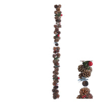 Girlande Tannenzapfen Roter Stern D8 H120cm Natur/Rot