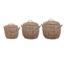 S/3 Korb Wasserhyazinthe 38x25x31cm Natur
