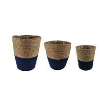 S/3 Topf Jardim m/Kunststoff D30 H35cm Dunkelblau