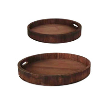 S/2 Tablett Grand Forks Holz D48 H6cm Braun/Rot