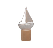 St. 1 Holzboot stehend weiß/Sand 5x8x16 cm
