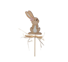 pb. 6 Holzkaninchen/Stock natur/rosa 9x5 cm
