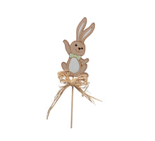 pb. 6 Holzkaninchen/Stock natur/grün 10x5 cm