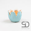 Tulpen-Wachskerzenhalter aus Zement, 8,5 x 6,5 cm, blau