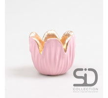 Tulpen-Wachskerzenhalter aus Zement, 8,5 x 6,5 cm, Rosa