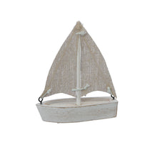 St. 1 Holzboot weiß/sand 10x4,5x11,5 cm