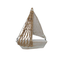 St. 1 Holzboot weiß/sand 11,5x3x14 cm
