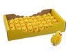 w/b. 36 chenille chickens on wire yellow 4 cm