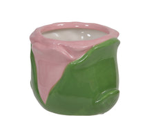 1 Stk. Dolomit-Blumentopf rosa 9x7,5 cm