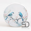 SET/4 UNTERSETZER RUND VÖGEL BLAU BLÜTEN 10X10X0.7 CM