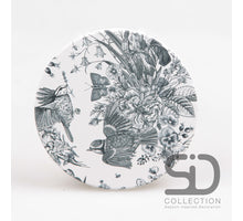 SET/4 ONDERZETTER ROND VOGELS & VLINDERS ZWART 10X10X0.7 CM