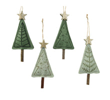 Filzanhänger Baum, 4er-Set, grün, 2x7x14cm