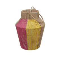 pc. 1 sisal rope lantern/hanging nat./yel./pink Ø 20x25 cm