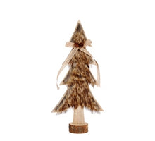 Baum stehend Fell Holz 12x5x27cm Braun