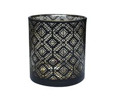 Teelichthalter Diamant D9 H10cm Schwarz/Gold