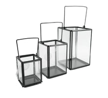 Set/3 Laternen mit Henkel, schwarz, 15,5x15,5x25,5cm