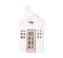 Table Deco House w/LED 8x6x13cm Natural/White