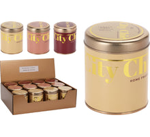 Duftkerze im Blech ''City Chic'' D7 H8cm 3 verschiedene Designs