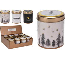 Duftkerze im Blechdöschen „Trees“ D7 H8cm 3 verschiedene Designs