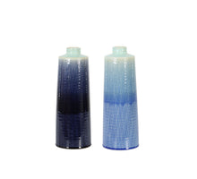 Keramikvase Ø12,5x34,5cm, 2er-Set, blaue Farbmischung