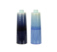 Keramikvase Ø14x42cm, 2er-Set, blaue Farbmischung
