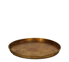 Tablett Metall Ø57x4,2cm Gold weiß getüncht