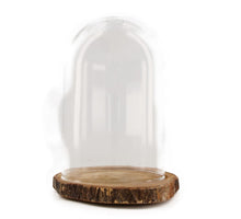 Glasglocke mit Holzsockel Ø18x26cm Natur