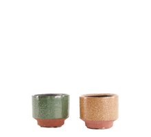 Pflanzgefäß Keramik Ø11x9,5cm Grün/Braun Gemischt