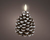 LED kaars wax pinecone fire flame effect binnen bruin/warm wit D.7cm x H.10.8cm