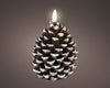 LED kaars wax pinecone fire flame effect binnen bruin/warm wit D.9cm x H.13cm