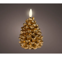 LED kaars wax pinecone fire flame effect binnen goud/warm wit D.7cm x H.10.8cm