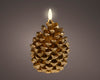 LED kaars wax pinecone fire flame effect binnen goud/warm wit D.9cm x H.13cm