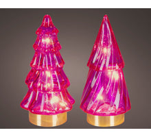 Micro LED boom glas steady binnen 2ass roze/warm wit D.6cm x H.12.8cm