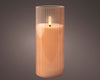 LED Kerze Glas BO innen rosa/warmweiß H17.5 D7.5cm