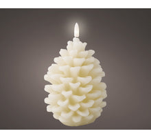 LED kaars Dennenappel wax binnen creme D10,5 H15,6cm