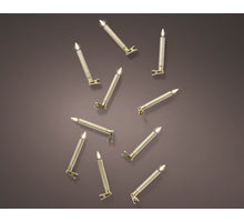 LED-Weihnachtsbaumkerzen mit Klemme, Gold/Warmweiß, Ø 1,5 cm, H 14 cm, 10 Stück