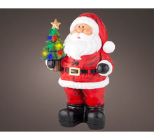 Weihnachtsmann aus Polyresin mit LED-Lichtern, mehrfarbig, 34x42x63cm